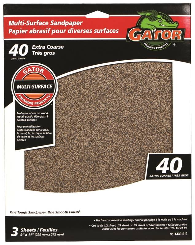 Sandpaper Al Ox 9x11in 40 3pk