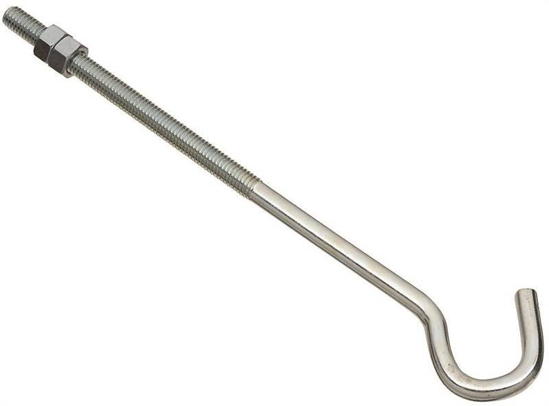 Bolt J-hook 3-8x10in Zinc