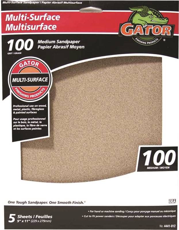 Sandpaper Al Ox 9x11in 100 5pk