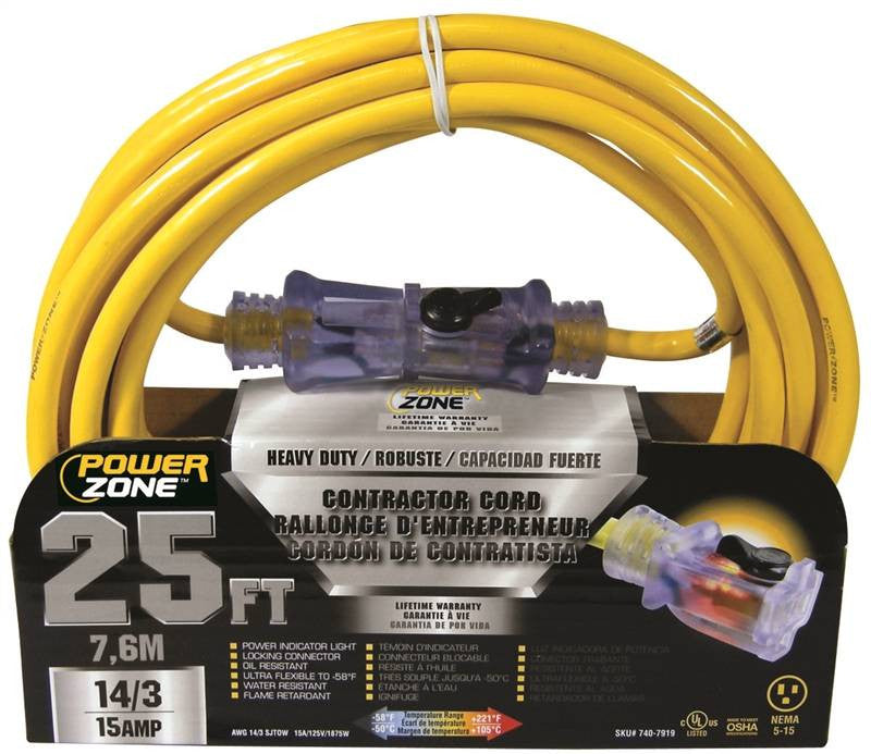 Cord Ext 14-3 Sjtow X 25ft Yel