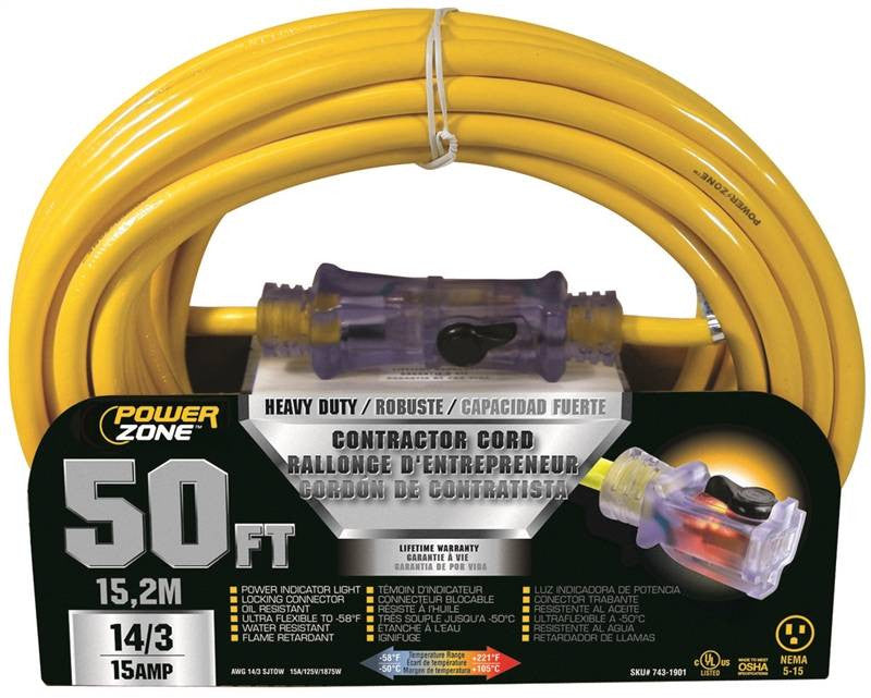 Cord Ext 14-3 Sjtow X 50ft Yel