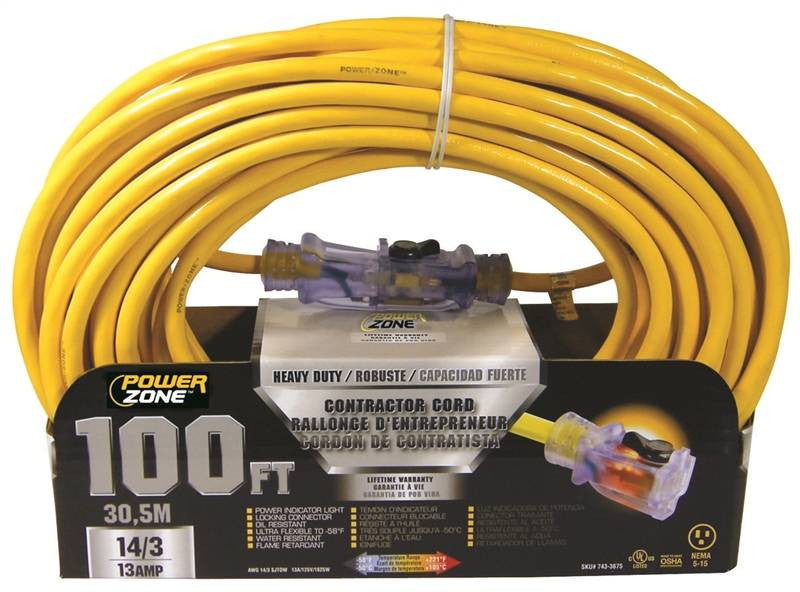 Cord Ext 14-3sjtow X 100ft Yel