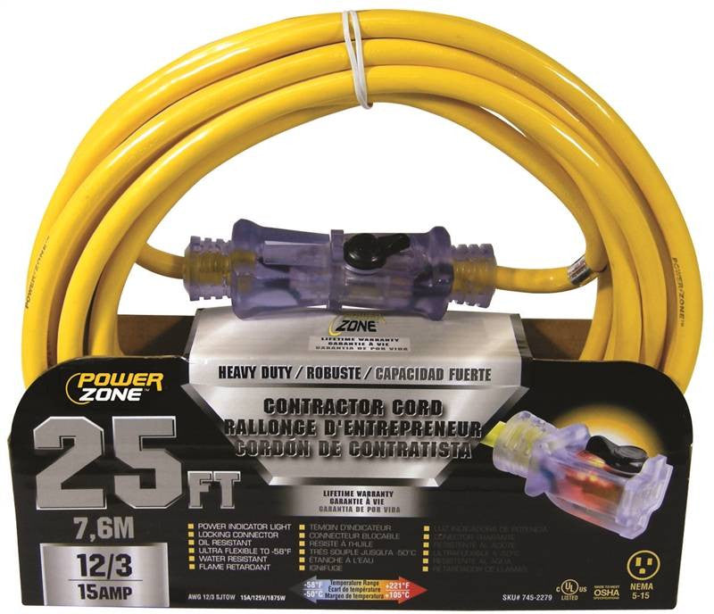 Cord Ext 12-3 Sjtow X 25ft Yel