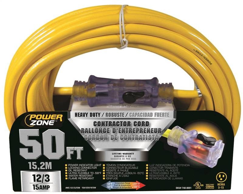 Cord Ext 12-3 Sjtow X 50ft Yel