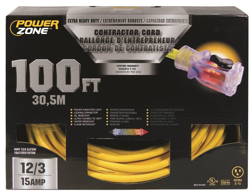 Cord Ext 12-3sjtow X 100ft Yel