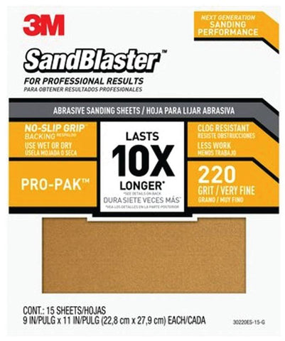 Sandpaper Grip 220 9x11in 15pk