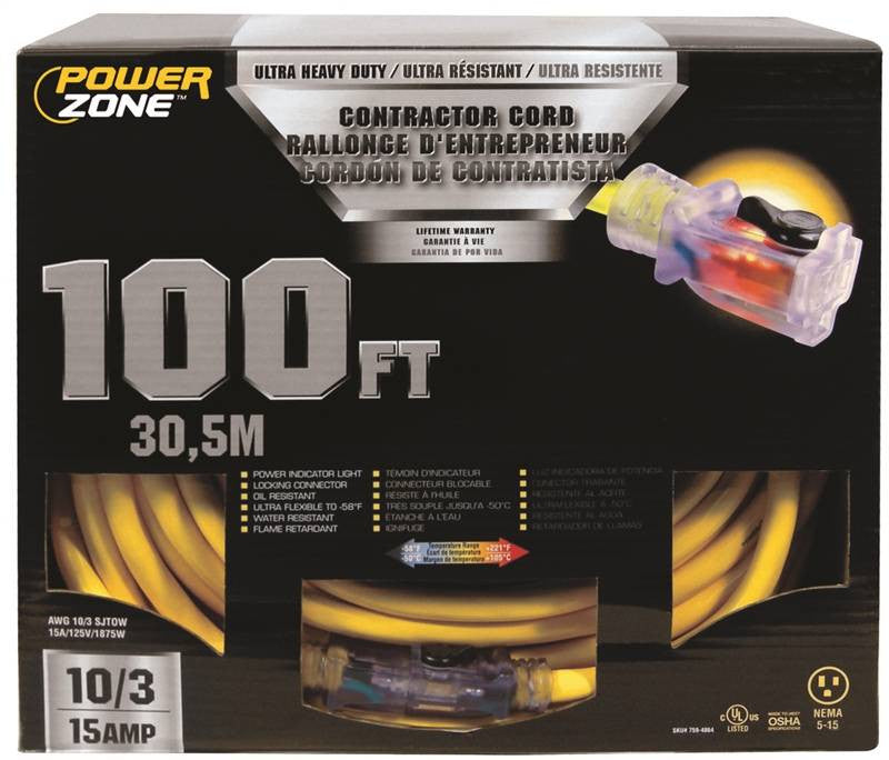 Cord Ext 10-3sjtow X 100ft Yel