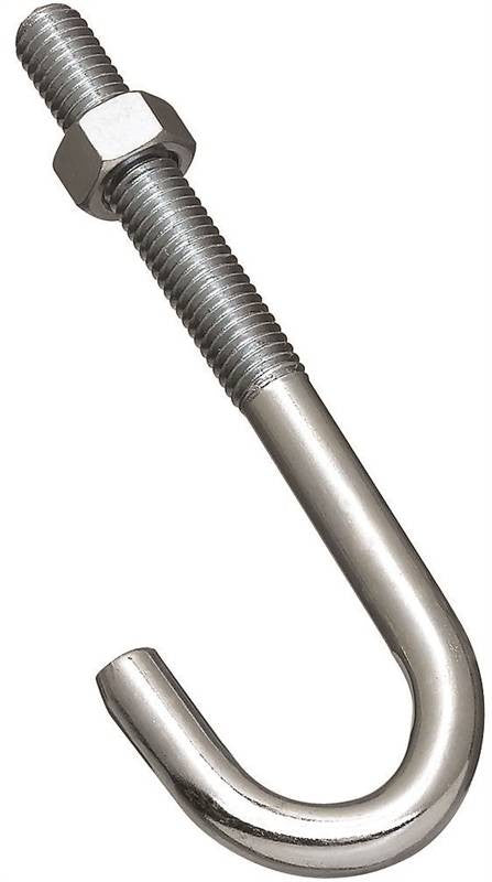 Bolt J-hook 1-2x6in Zinc