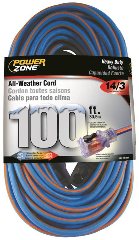 Cord Ext14-3x100ft Blu-org Stp