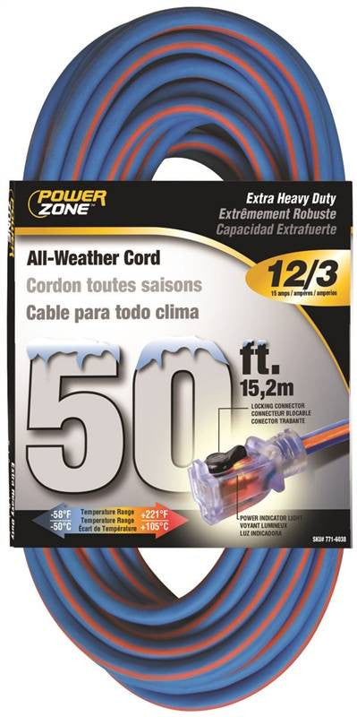 Cord Ext 12-3x50ft Blu-org Stp