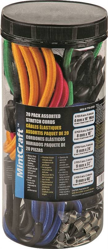 20pc Stretch Cord W-hooks