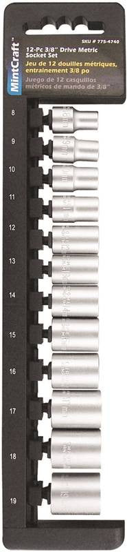 Socket Set Metric 3-8dr 12pc