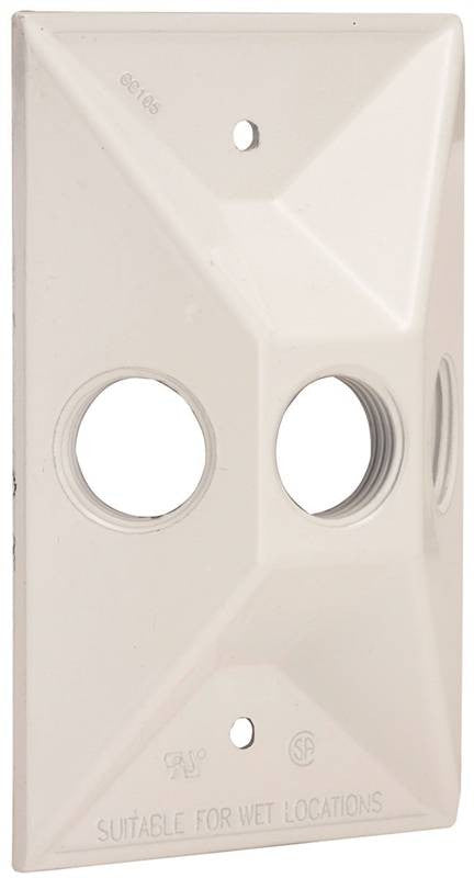 Rect Cover 3-1-2 Outlets White