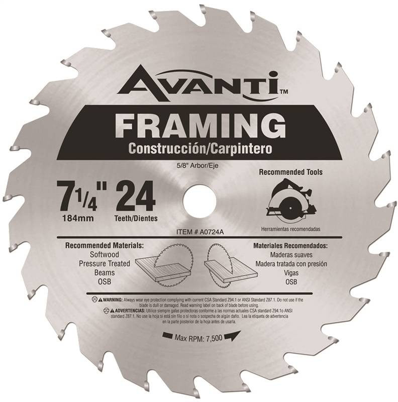 Circ Saw Blade 7-1-4 24t Carb