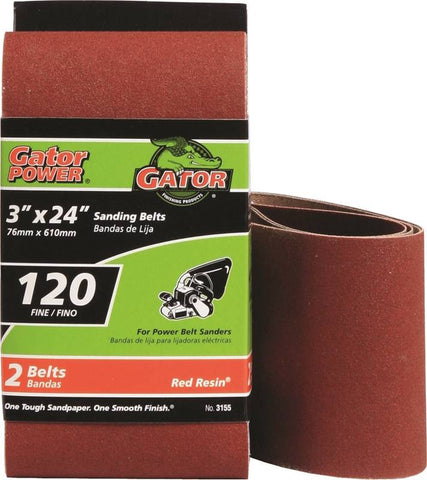 3x24 120grit Alum Ox Belt 2pk