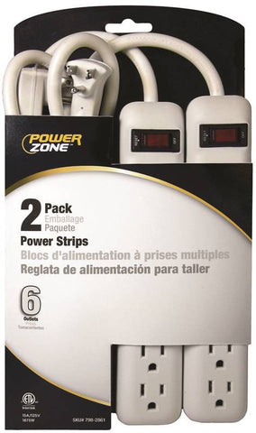 Strip  Powr 6out 18in Cord Wht