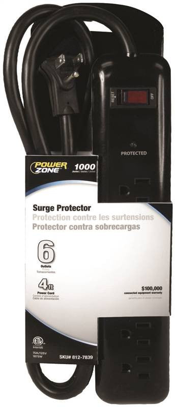 Strip Surge 6out 1000j 4ft Blk