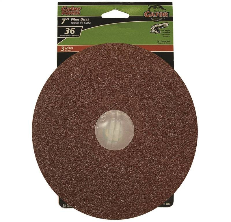 7in Fiber Disc 36grit 3pk