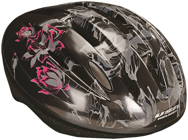 Helmet Adult Blk W-lotusflower