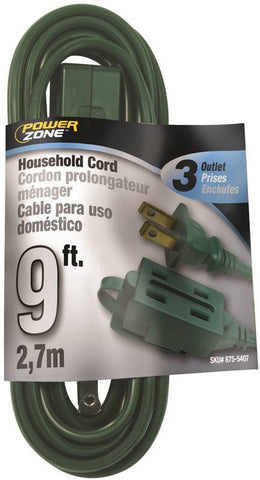 Cord Ext Indr 3out16-2x9ft Grn