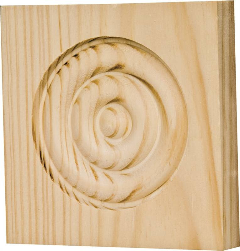 Rosette Block 3.75x3.75in Pine