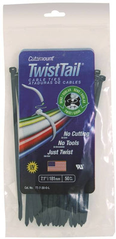 Cable Ties Twist Tail 7in Blk