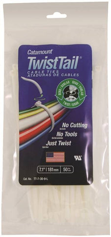 Cable Ties Twist Tail 7in Wht