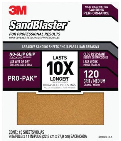 Sandpaper Grip 120 9x11in 15pk