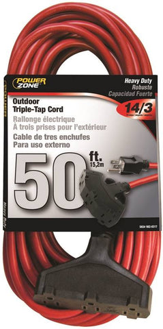 Cord Ext 3tap14-3x50ft Red