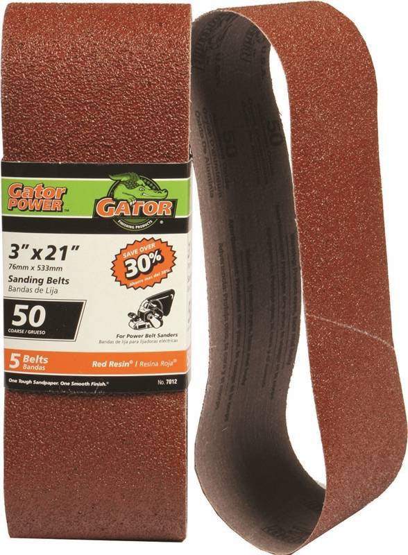 3x21 50grit Alum Ox Belt 5pk